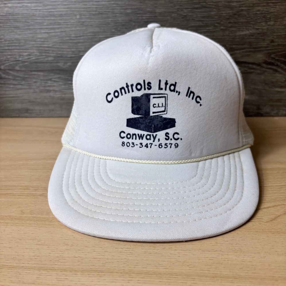 Vintage Controls Ltd Hat Cap Snapback White Trucker Conway South Carolina